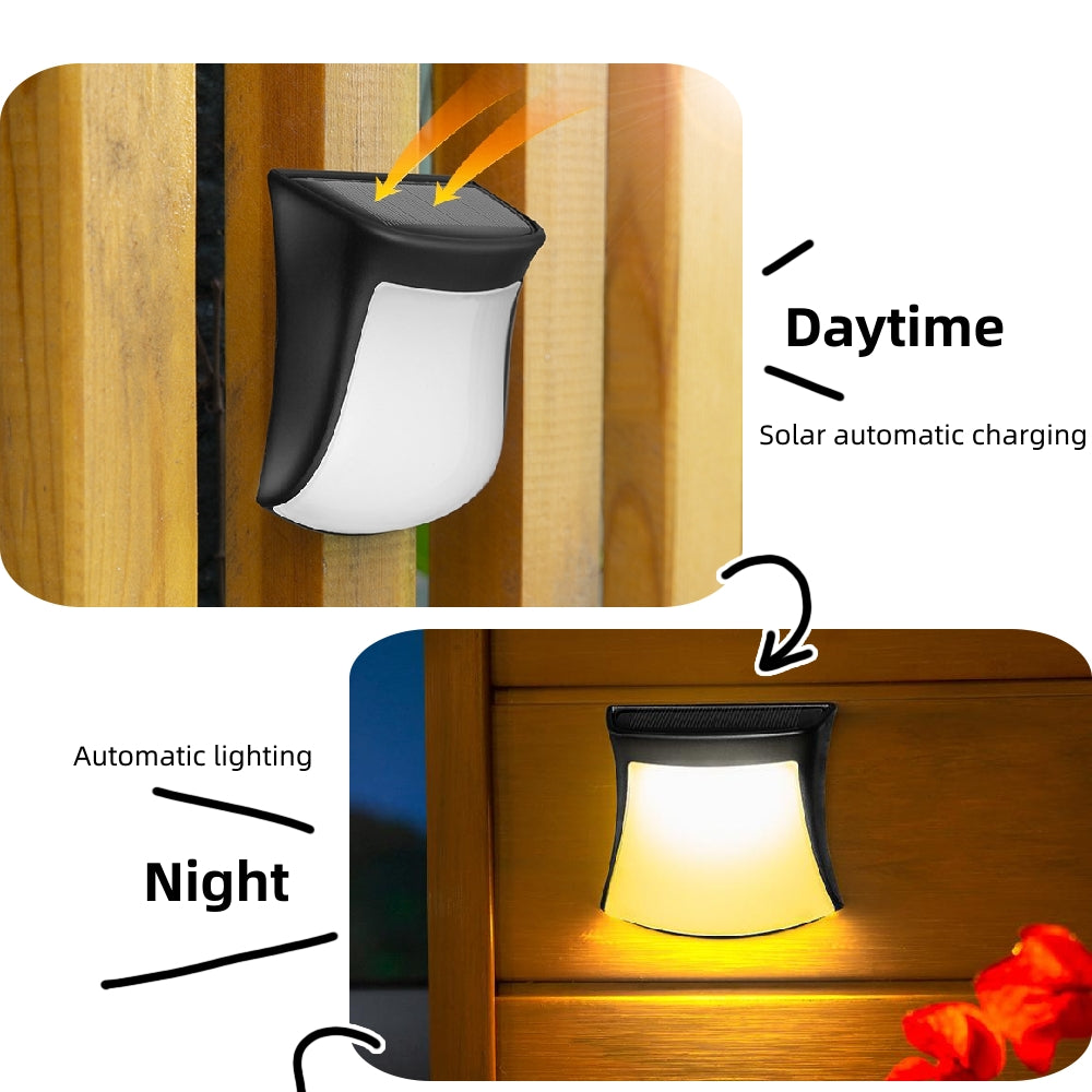 Solar Fence Lights Outdoor, 4 Pack Super Bright Solar Deck Lights, Wireless IP 65 Waterproof Solar Step Lights Wall Lights for Path Stair Yard Patio Driveway Lighting, White