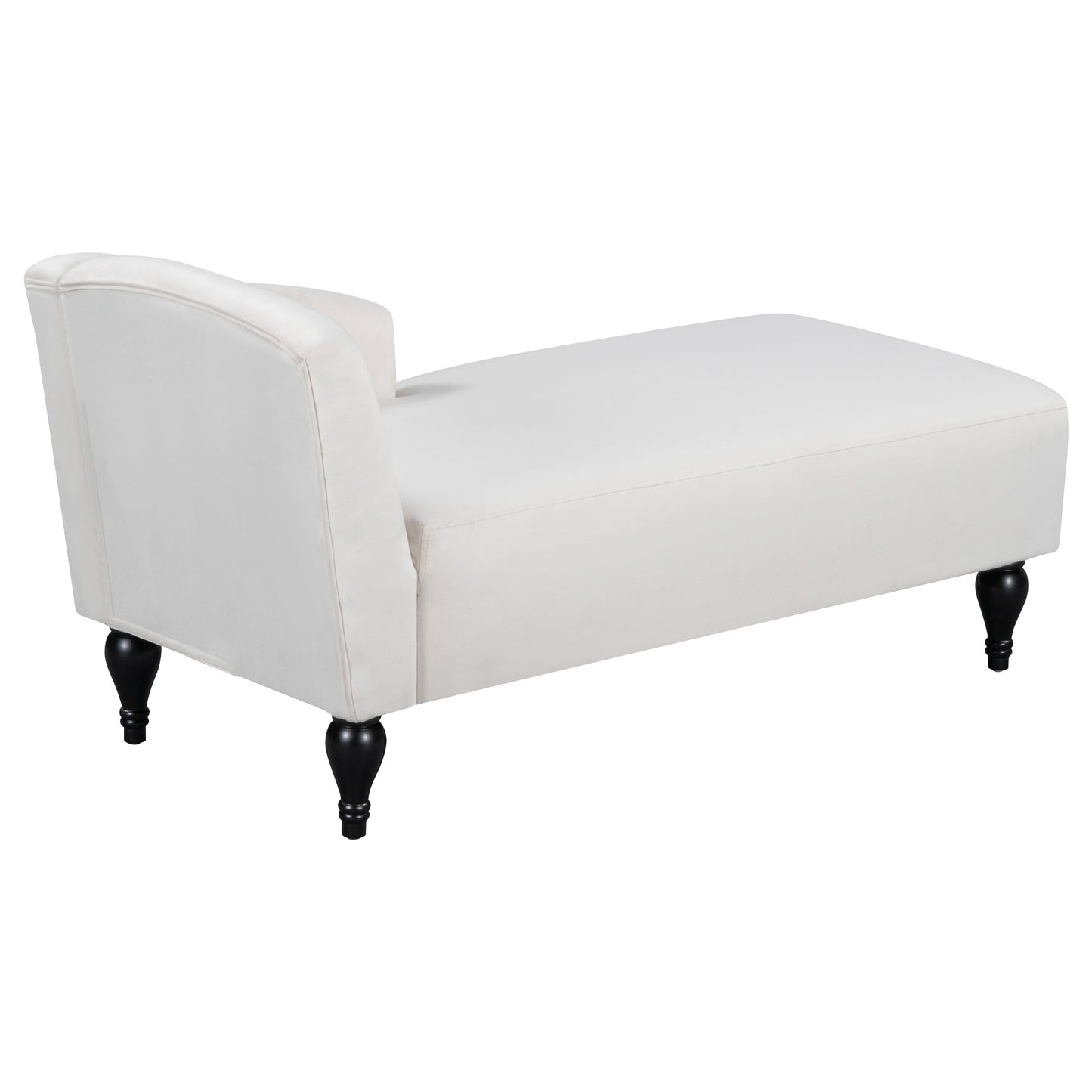 Chaise Lounges Indoor, Velvet Lounge Chair with Arm, Upholstery Sofa Recliner with Solid Wood Legs for Living Room Bedroom Office, White