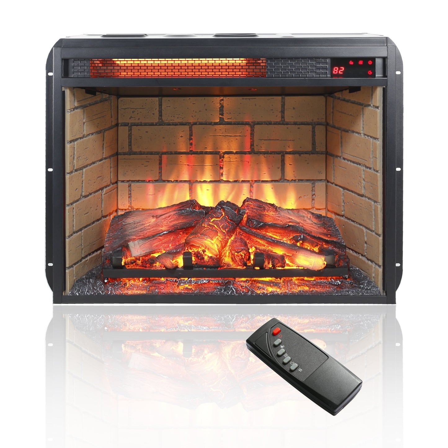 26" Electric Fireplace Insert, Retro Recessed Fireplace Heater with Remote Control, 1500W, Black