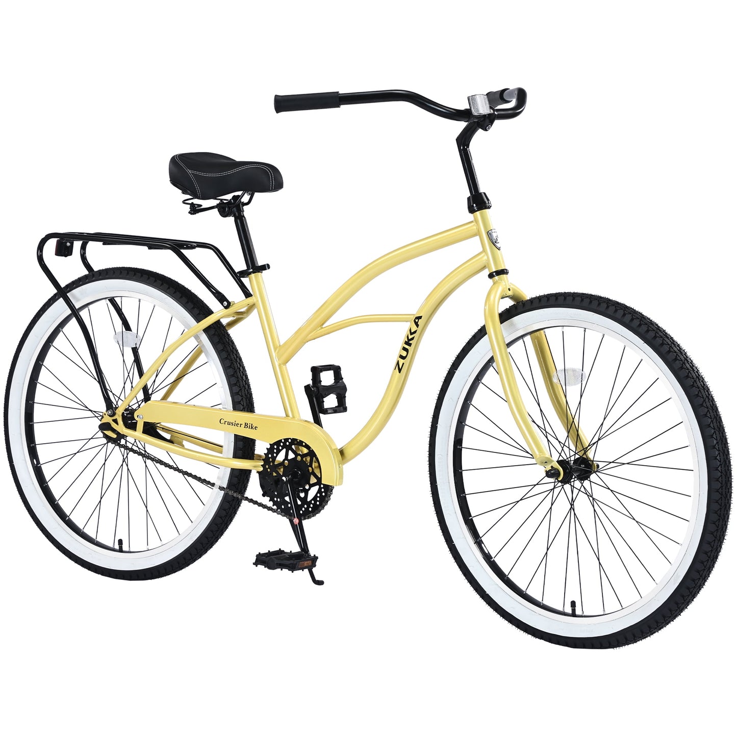 26" Cruiser Bike Single Speed Steel Frame Adults' Bicycles, Women's Beach Cruiser Bike with Rear Coaster Brakes, Blue