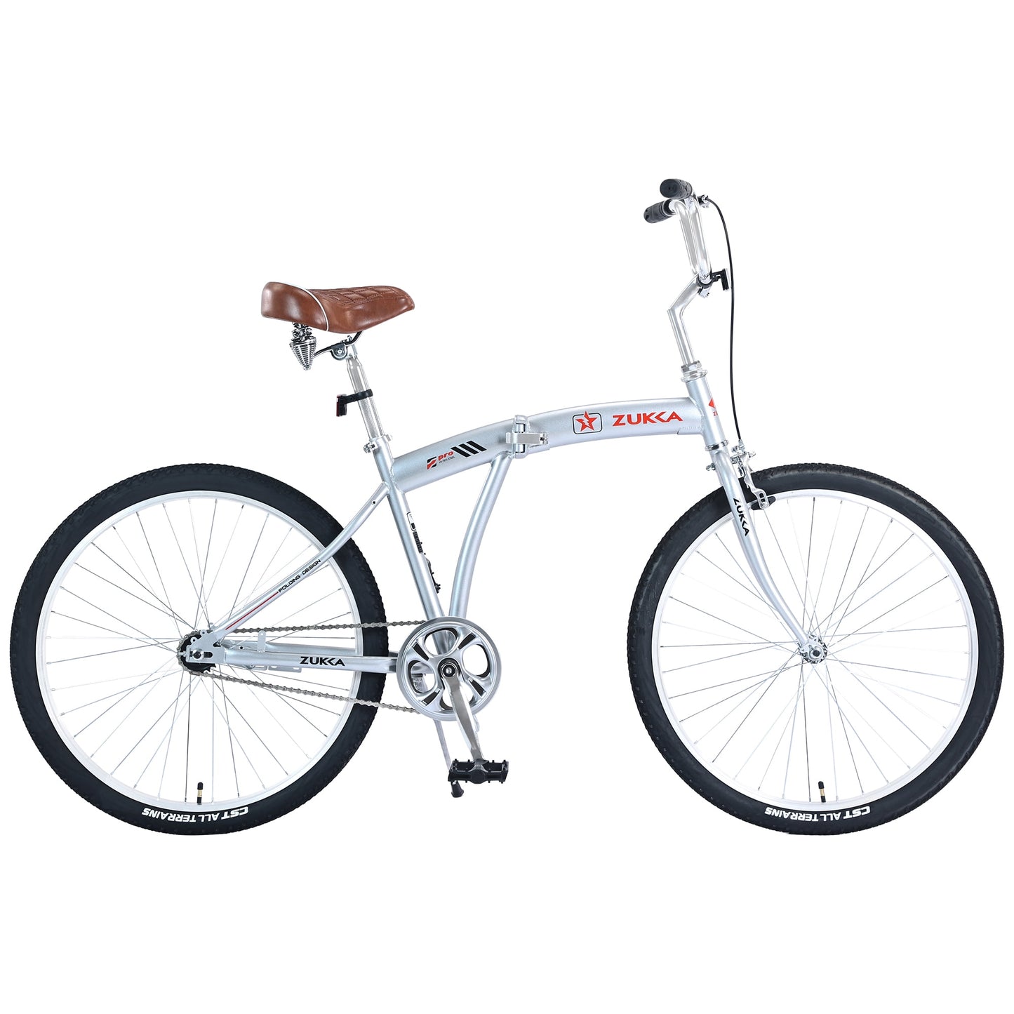 26" Folding City Bike, Single Speed Beach Cruiser Bike for Men Women Adults, Blue