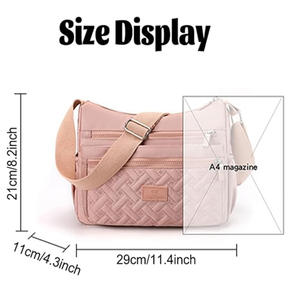 Raistyw Women's Nylon Shoulder Bag, Multiple Pockets Crossbody Purse Lightweight Handbags for Travel, Office, Pink