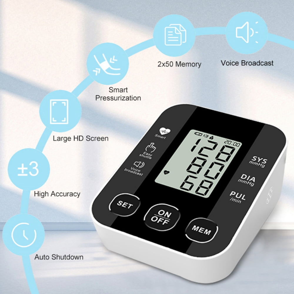 Blood Pressure Monitor Upper Arm BP Monitor LCD Display Blood Pressure Machine with Wide Range Cuff for Home Use