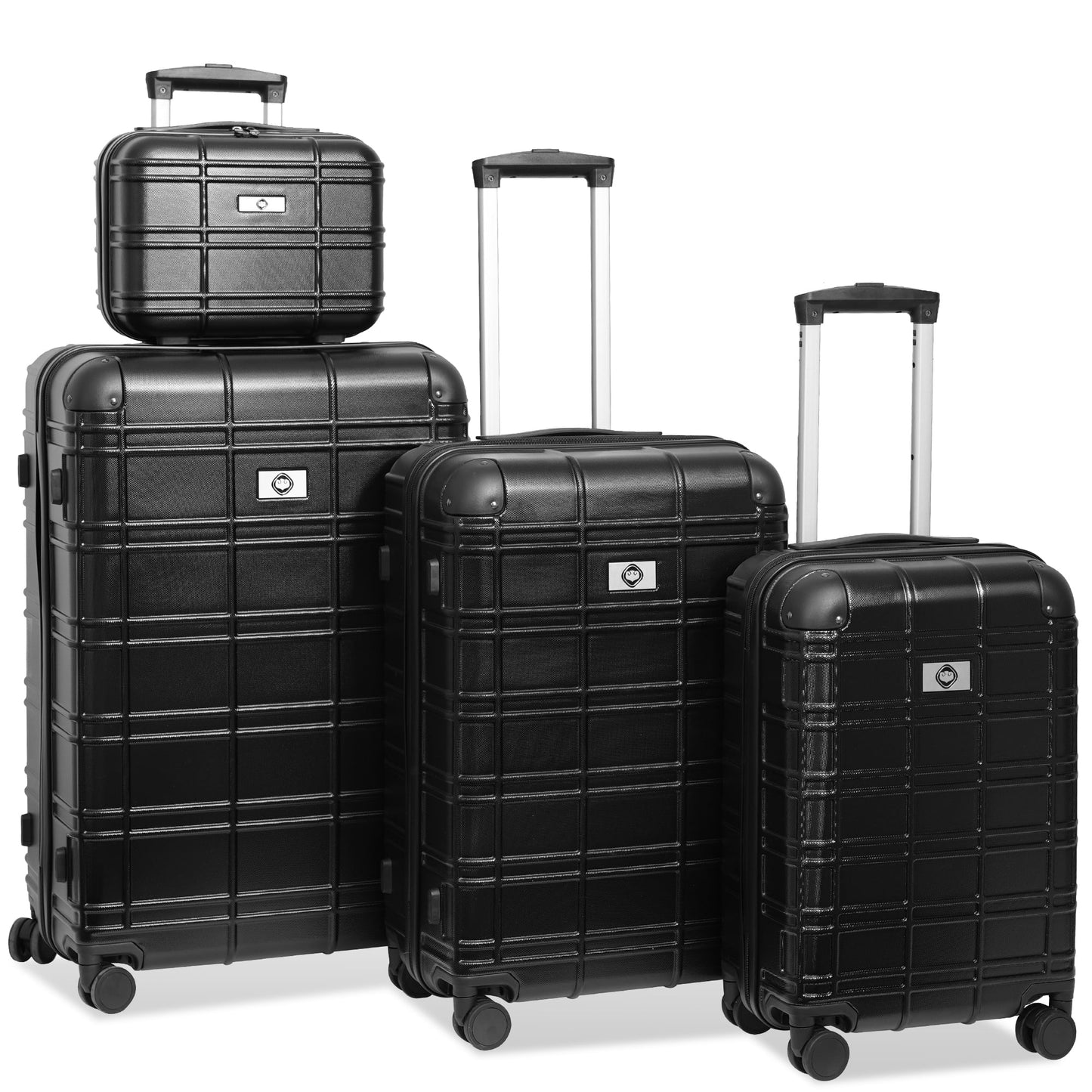 Tyethy 4 Piece Hardside Luggage Suitcase Set with TSA Lock Spinner Wheels, 12" Cosmetic Case 20" Travel Carry-On Luggage, 24" and 28" Checked Luggage, Golden Rose
