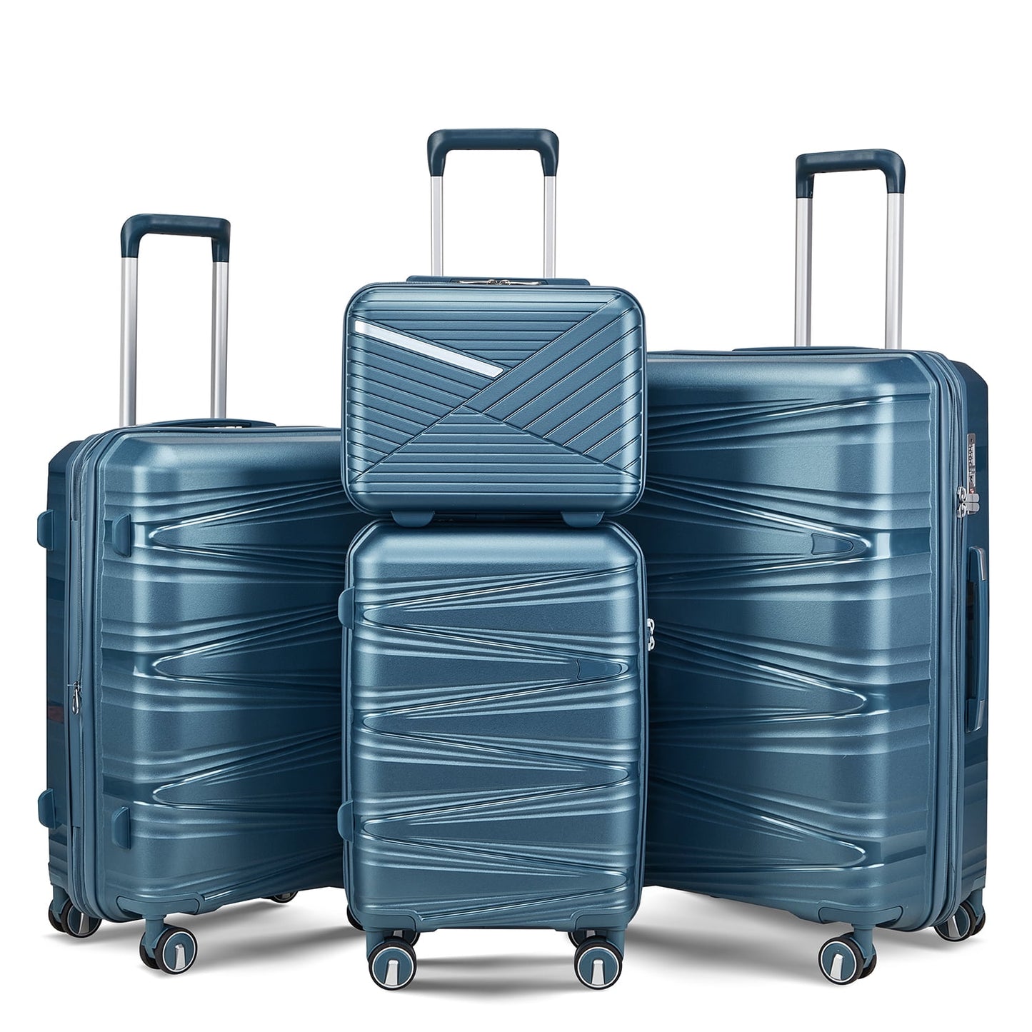 4 Pieces Luggage Set PP Hard Shell Lightweight Suitcase Set Expandable Luggage Suitcase with TSA Lock Spinner Wheels for Men Women, Pink