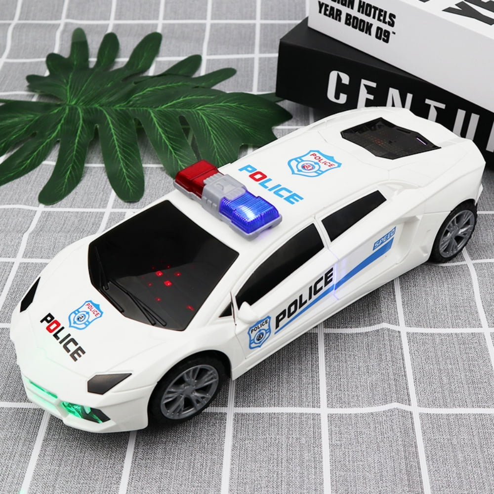 Tyethy Police Car Toys for Boys 3-5, Mini Spinning Car Toy with Music Lights and Siren, Battery Powered Play Vehicle for Kids Gifts