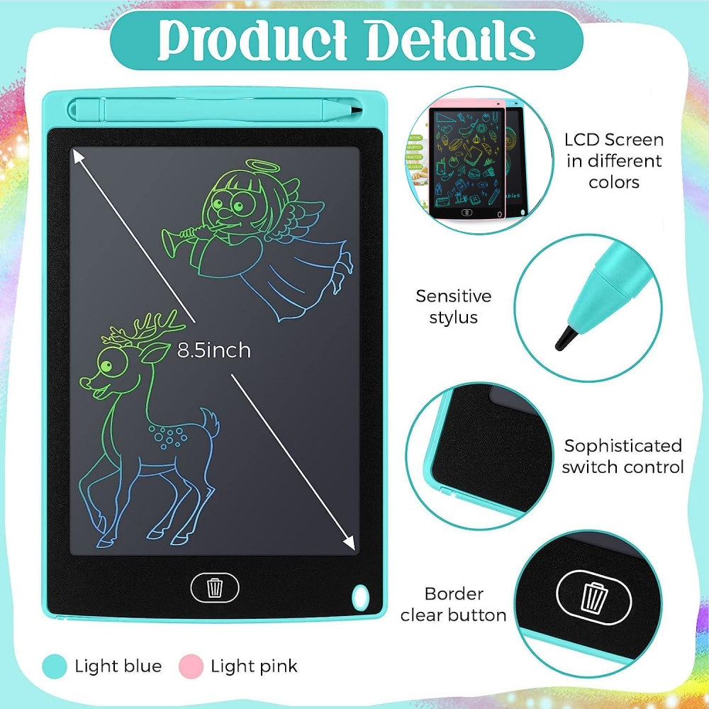 2 Pack LCD Writing Tablet for Kids 8.5 Inch Colourful Screen Drawing Tablet Doodle Board, Reusable Drawing Tablet Doodle Pad Learning Educational Toy Gift for Girls Boys