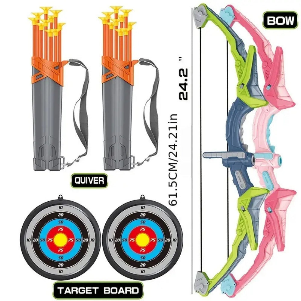 2 Pack Bow and Arrow for Kids, Archery Set with Suction Cup Arrows * 20 ,Arrow Barrel and Target Plate ,for 3+ Years Old Kids,Red and Green