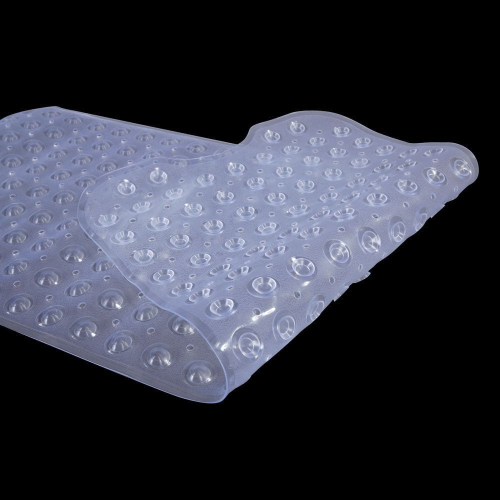 Bathtub Mat Non-Slip Transparent Shower Mats with Suction Cups and Drain Holes Machine Washable for Elderly & Kids, 39" x 16" , Clear