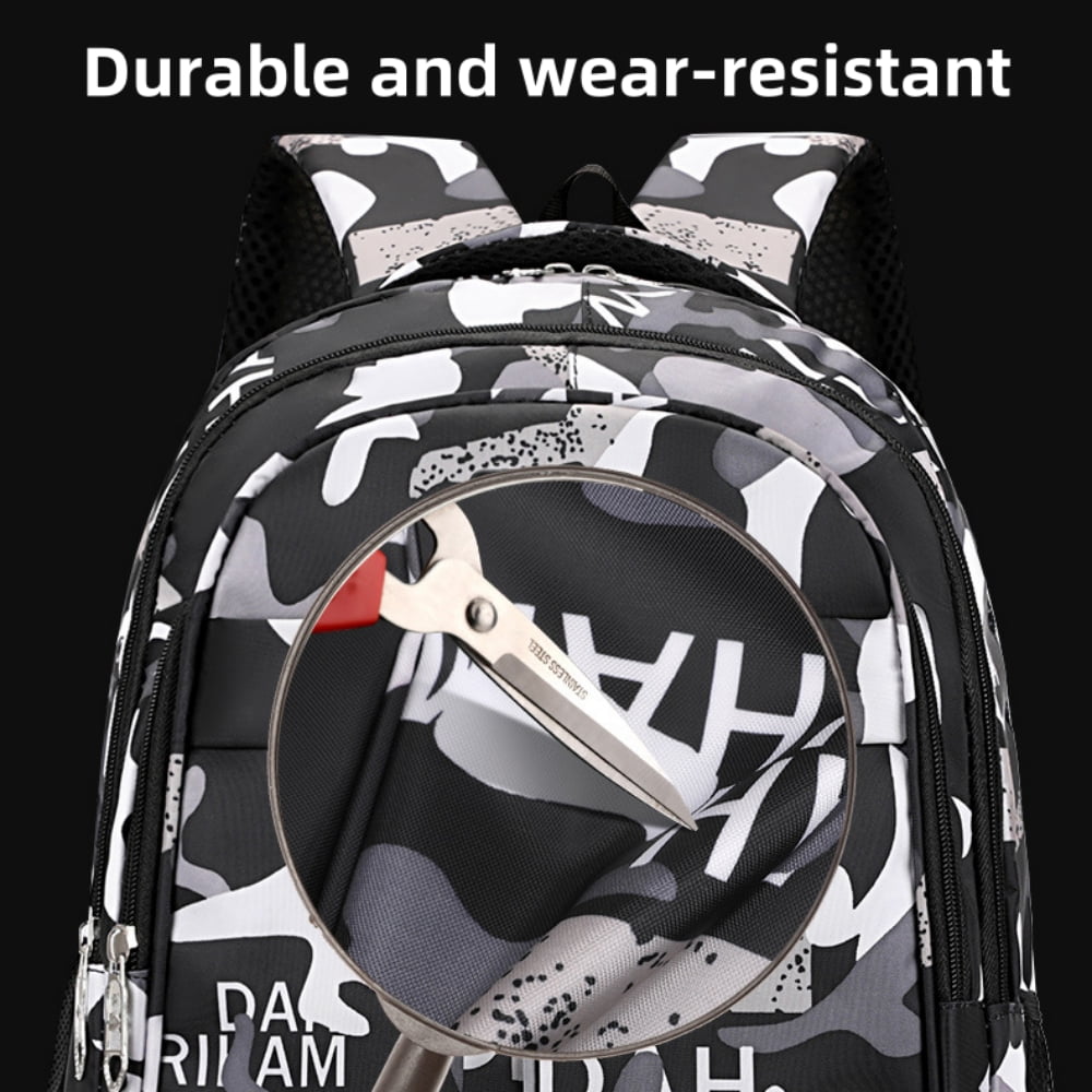 Tyethy School Backpacks for Boys, 15.6 inch College Bookbag Girls Camouflage School Bags for Kids, Black