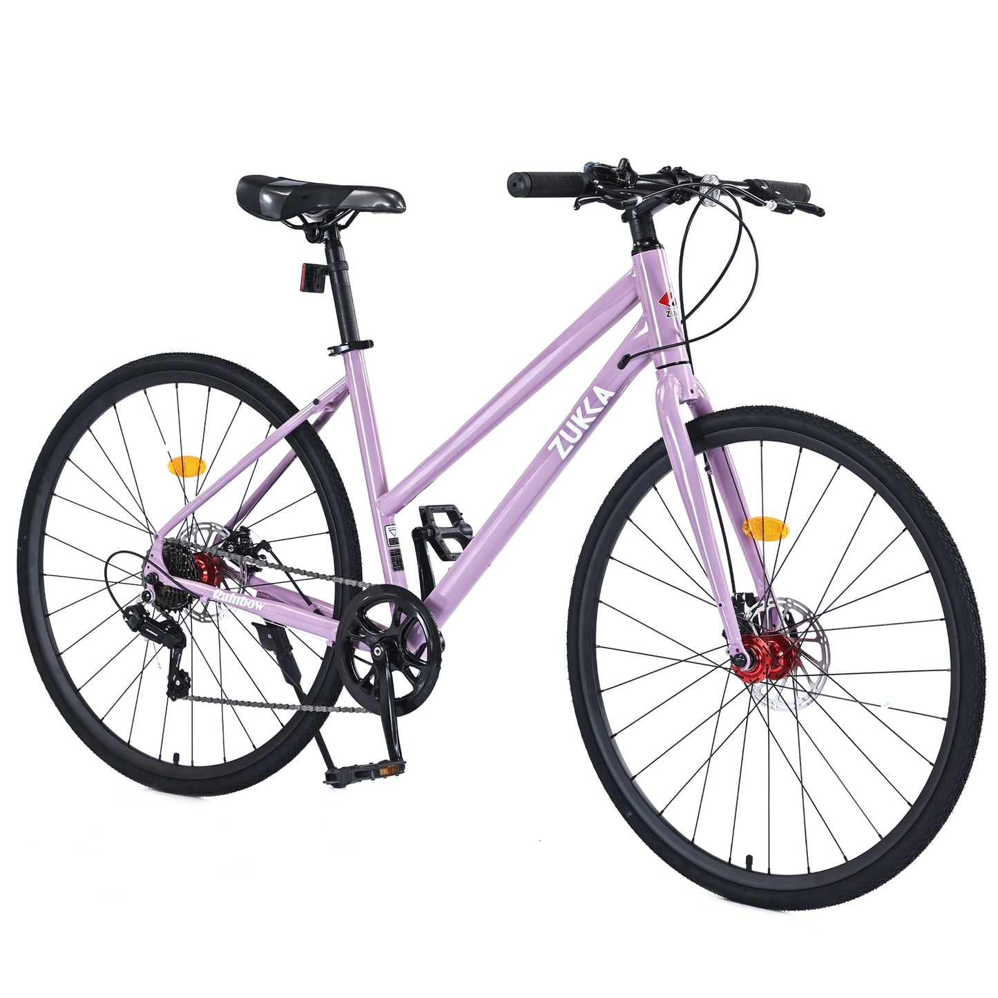 700C Hybrid Bikes Adults Road Bike 7 Speeds Steel Frame City Bicycle with Disc Brake for Men Women, Orange
