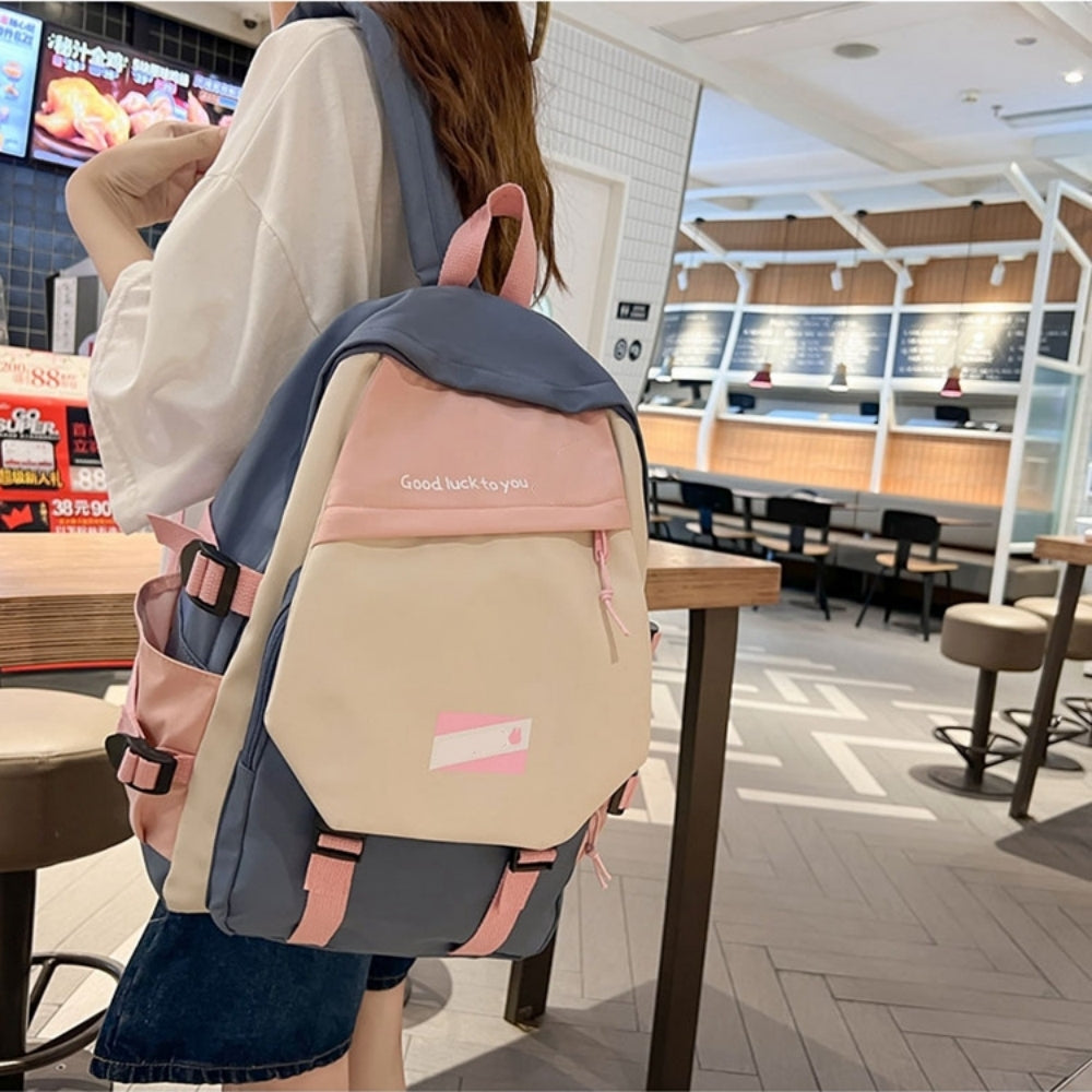 School Backpacks for Teen Girls, Nylon Waterproof Lightweight Retro College Backpack Bookbags Outdoor Daypack Fit 15.6" Laptop, Pink
