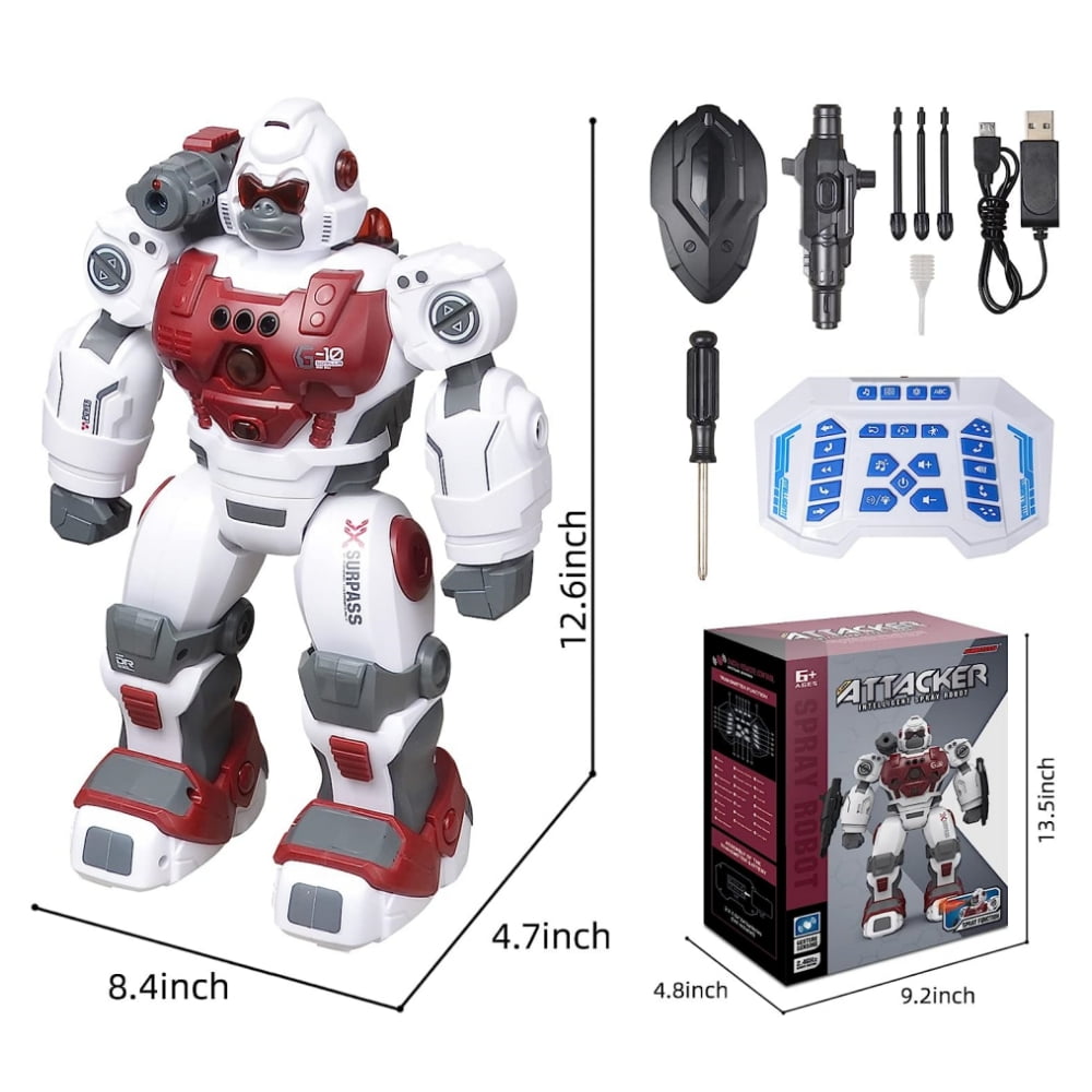 RC Robot Toy for Kids, Gesture Sensing Remote Control Robot Toys, Large Smart Programmable Robot with Spray Flame for Boys Girls Gift Age 3+