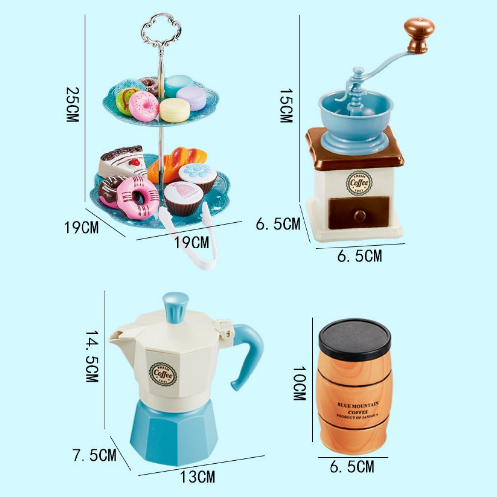 Tea Party Set for Little Girls, Tea Set with Cake Stand and Dessert Play Food for Kids, Including Coffee, Dessert, Cookies, Play Kitchen Accessories, 36 Pcs