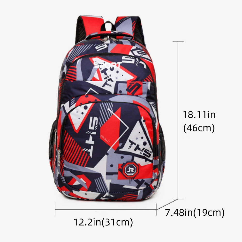 Juuar Backpack for School Boys, Camouflage Print Backpack School Bookbag for Kids and Teens, Red