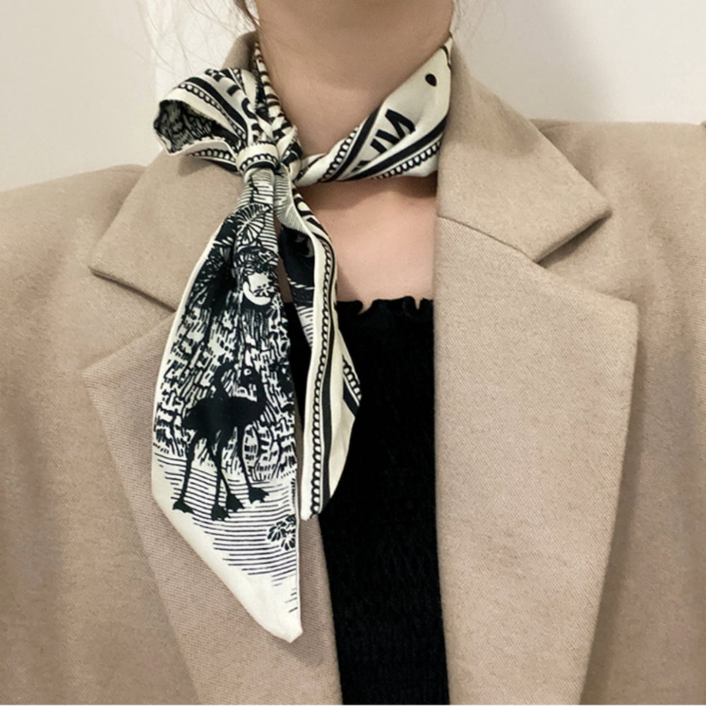 Retro small silk scarf Headbands for Women, Satin Silk Scarf Women Breathable Lightweight Hair Scrunchie, Hair Band 5pcs