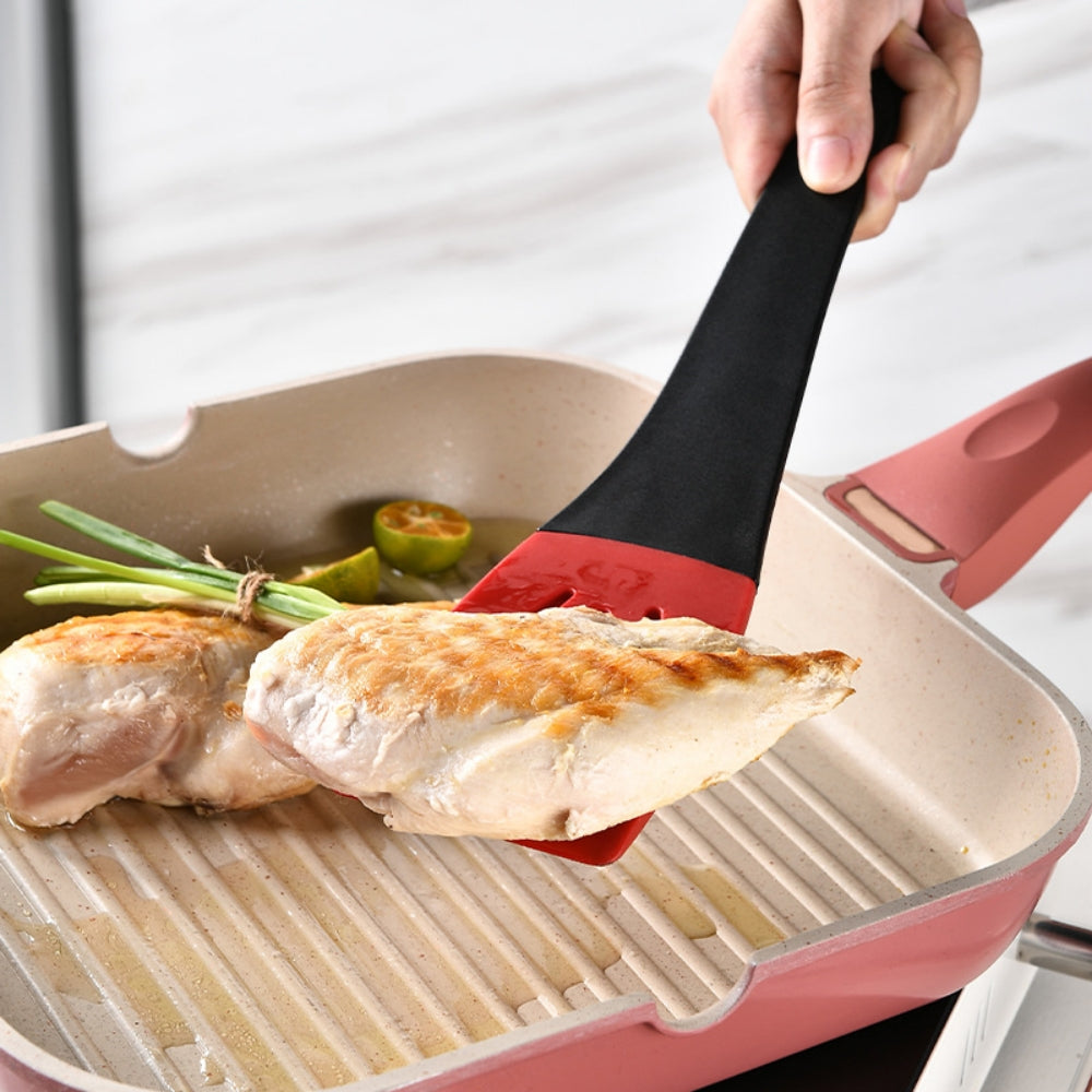 3-in-1 Silicone Turner Spatula Set, Non-Stick Slotted Solid Kitchen Utensils, Heat-Resistant Food Grade Silicone Kitchen Tongs for Cooking Frying Flipping, and Clipping