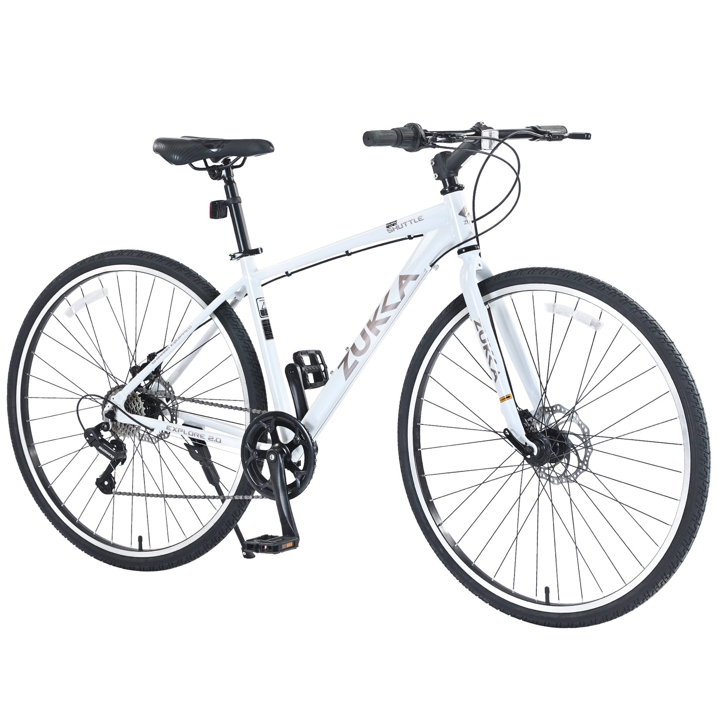 Adults Hybrid Bike 700C 7 Speeds Road Bike Aluminum Frame City Bicycle for Men Women, Light Green