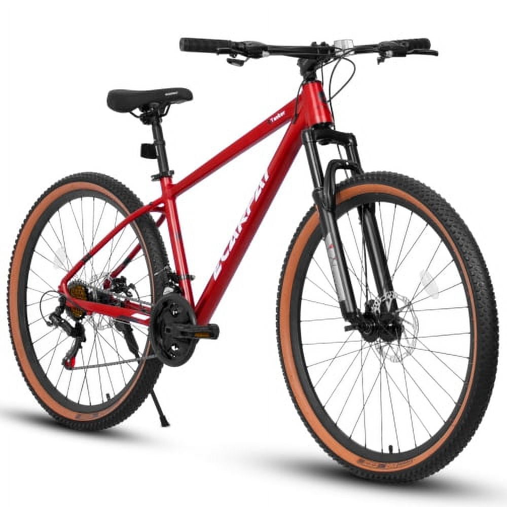 Mountain Bike 27.5 Inch Wheels, 21-Speed Womens Trail Commuter City Aluminium Frame Mountain Bicycles, Red
