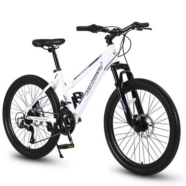 Raistyw 26" Mountain Bike for Women, Shimano 21 Speeds Mountain Bicycles for Women with Dual Disc Brakes and 100mm Front Suspension, White