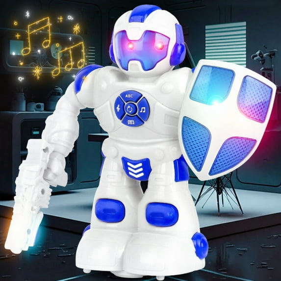 Robot Toys Walking Music Light Story Robot Toy for Boys Girls, Blue