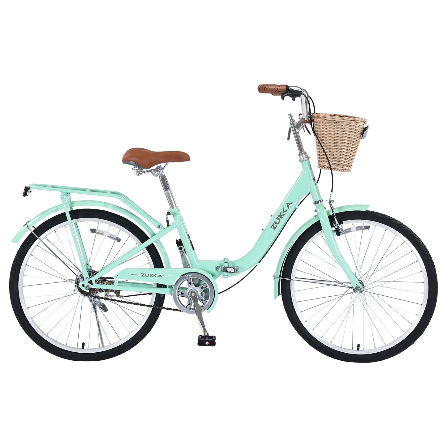 Tyethy Beach Cruiser Bike 22" Commuter Bicycle for Adults Womens, 7-Speed Steel Frame Comfortable City Bikes with Rear Rack and Basket, Pink