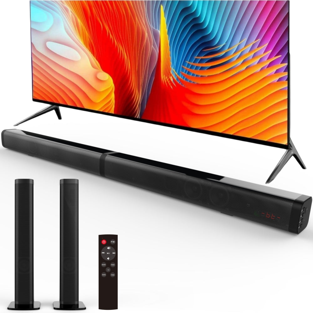 Tyethy Sound Bar for TV 120W Wireless Bluetooth 5.0 Soundbars 3D Surround Sound System Home Theater Speaker Split Soundbar
