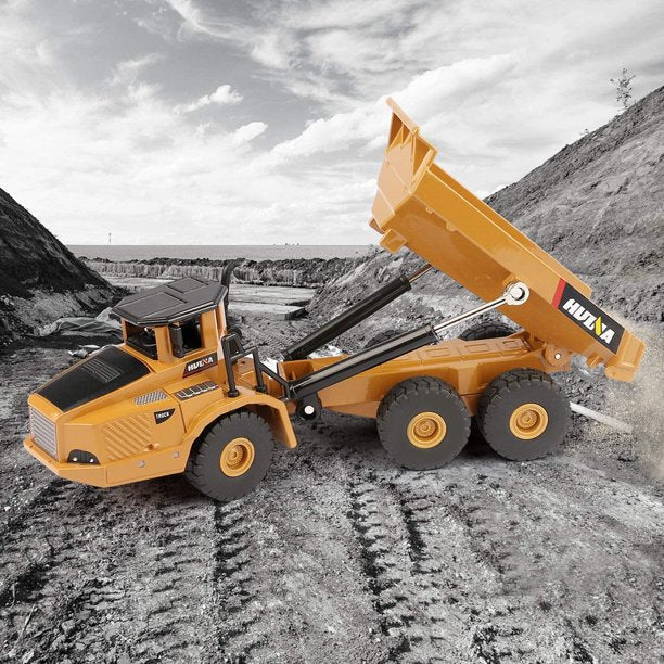 1/50 Scale Alloy Articulated Dump Truck of HuiNa 1712 Static Model , Metal Construction Vehicles Dump Truck Machine Model Toy for Kids