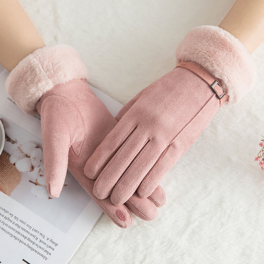 Winter Gloves for Women - Cold Weather Warm Ladies Ski Snow Touch Screen Texting Gloves for Running Driving Cycling, One Size Fits Most, Pink