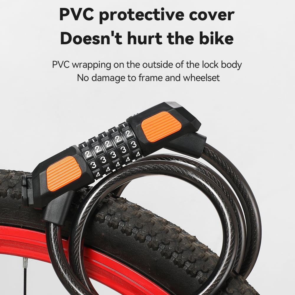 Bike Lock with Combination Bicycle Cable Lock 4 Ft 5 Digital Resettable Bike Locks with Mounting Bracket for Cycling Outdoors