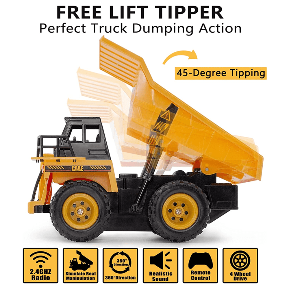 Car Toys Remote Control Dump Truck Toy Rechargeable RC Cars Construction Vehicle with Light Music for 4+ YO Boys Gifts