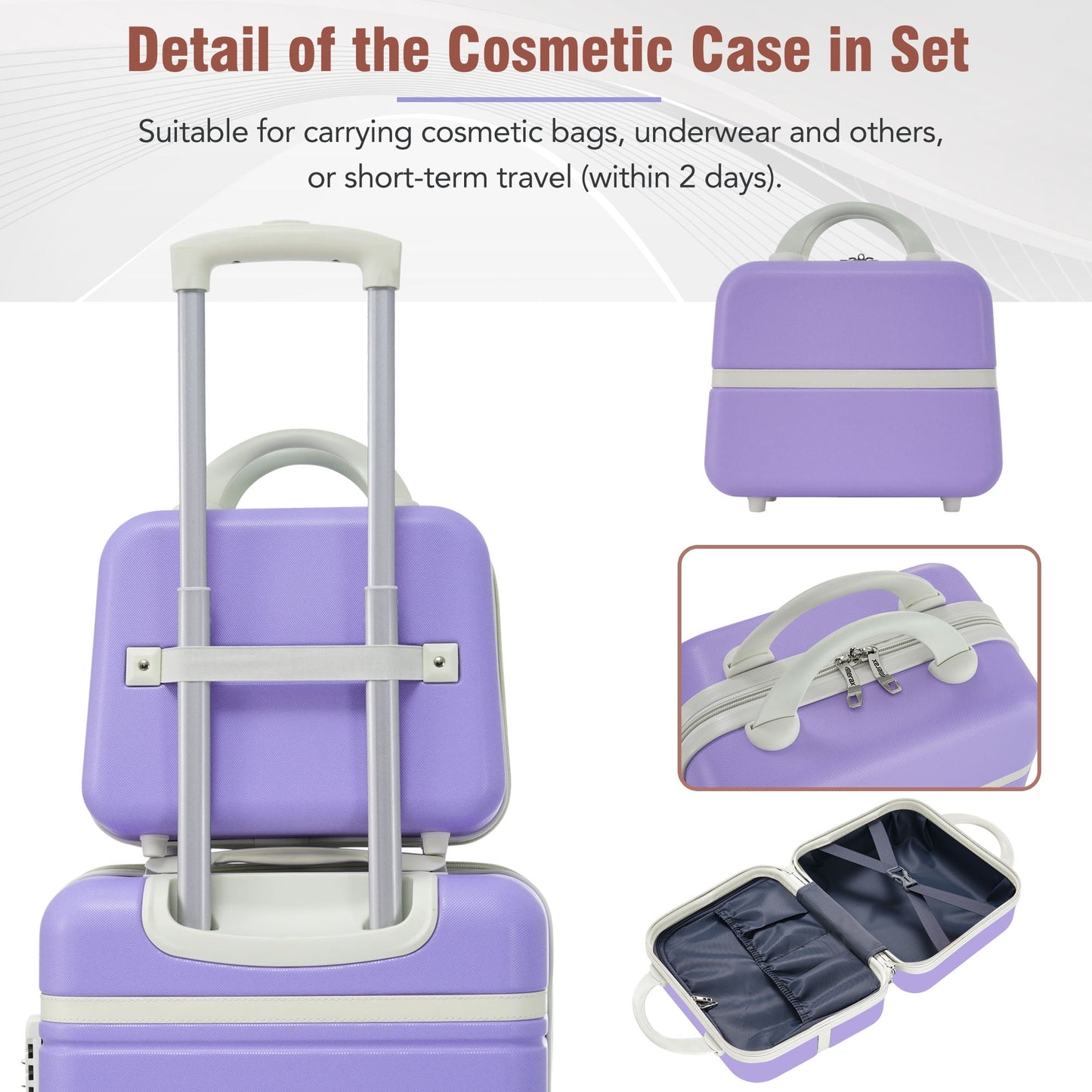 3 Pieces Hardshell Luggage Sets, Lightweight Luggages and Cosmetic Case with Spinner, TSA Lock ,20"+28"