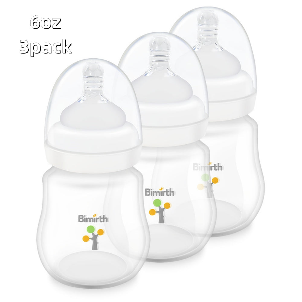 Baby Bottles for Breastfeeding Babies, Anti-Colic Bottle , 6oz, 3 Pack, Newborn 0+ Months