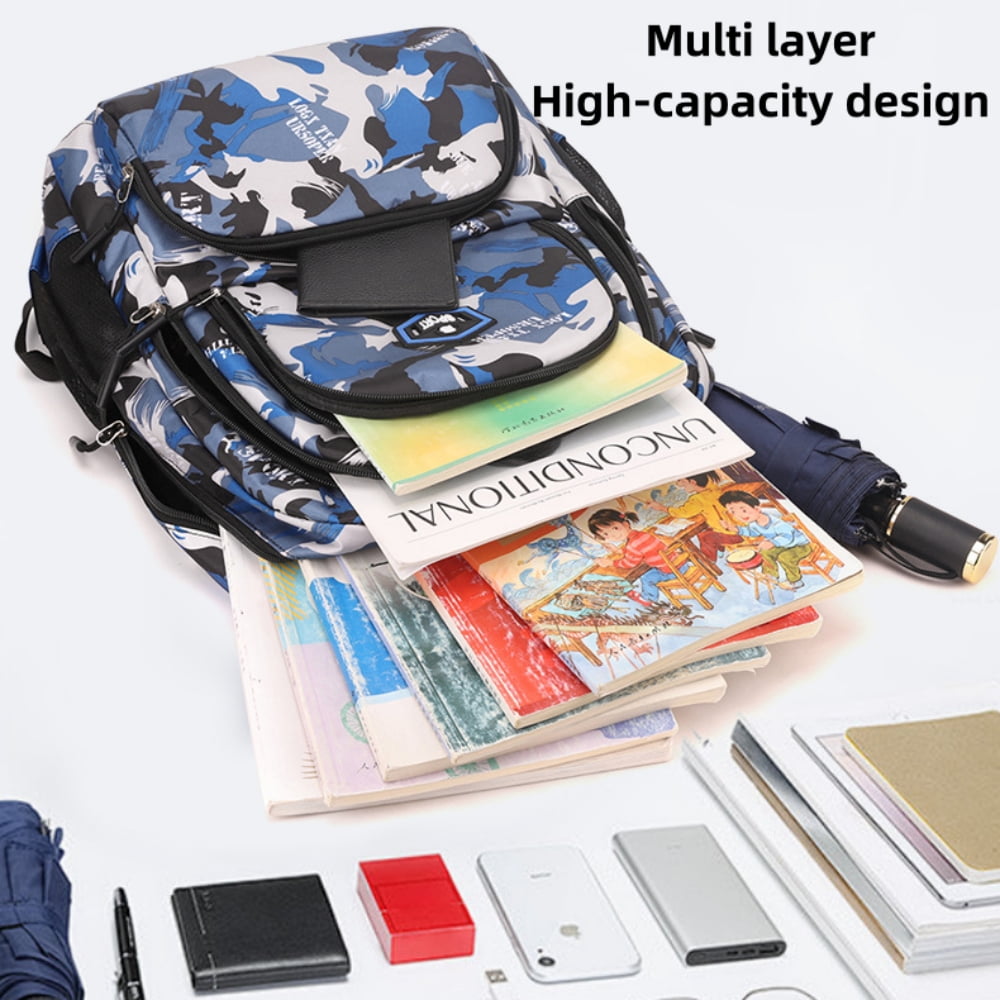 Tyethy Kids Backpack for Boys, 3Pcs School Bag Set with Crossbody Bag and Pencil Case, Blue