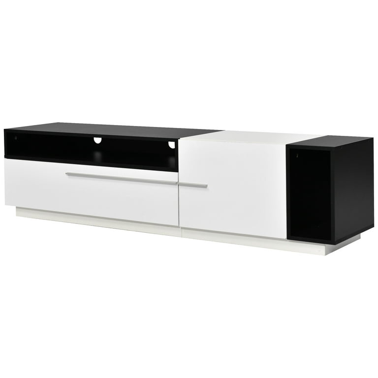 TV Stand for TVs up to 70", Chic Style Entertainment Center with Large Drawer Storage, UV High-Gloss Media Console TV Cabinet, White