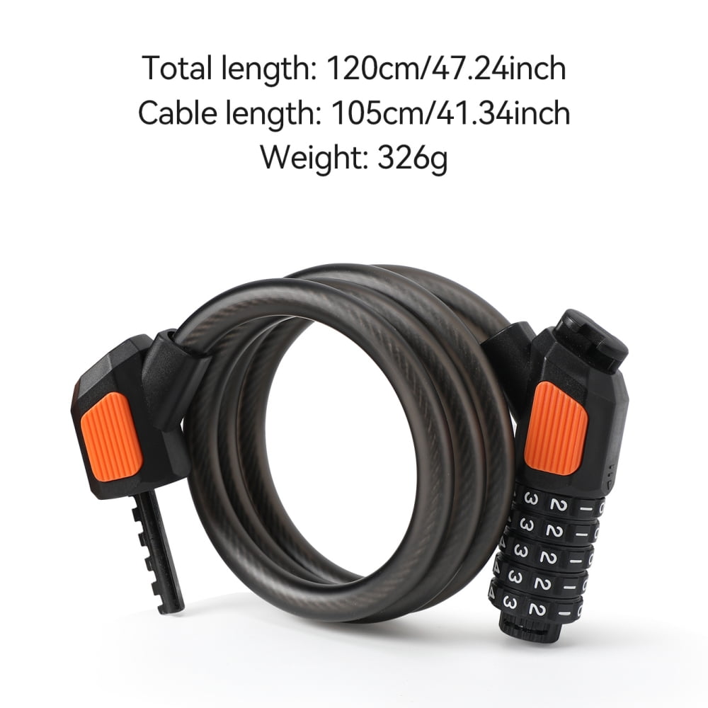 Bike Lock with Combination Bicycle Cable Lock 4 Ft 5 Digital Resettable Bike Locks with Mounting Bracket for Cycling Outdoors