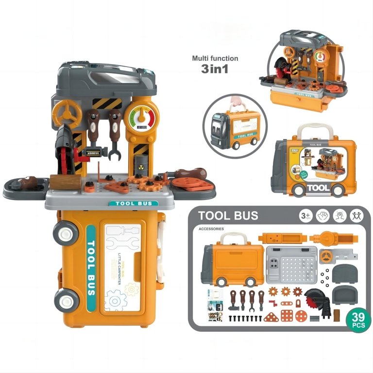 Kids Tool Set with Electric Toy Drill Chainsaw Toy Tools, 22 Pcs Pretend Play Construction Tool Accessories with Tool Box, Birthday ,Halloween Gift for Boys