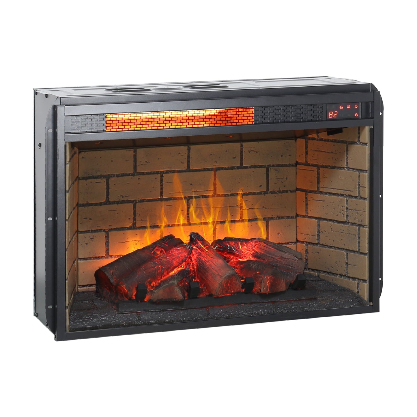 26" Electric Fireplace Insert, Retro Recessed Fireplace Heater with Remote Control, 1500W, Black