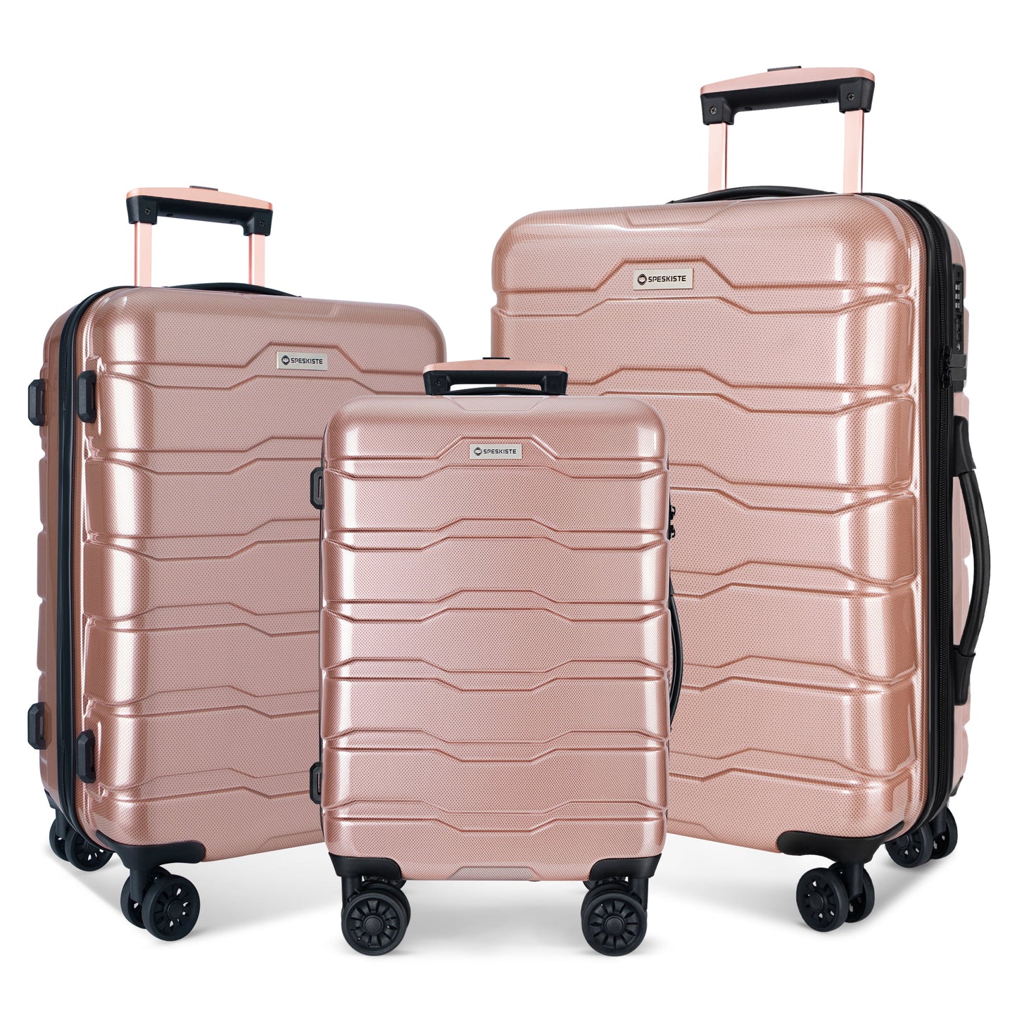 Luggage Sets Clearance 3pcs Hardshell Traveling Luggage Lightweight Durable Suitcase Sets with Spinner Wheels and TSA Lock (20/24/28), Rose Gold