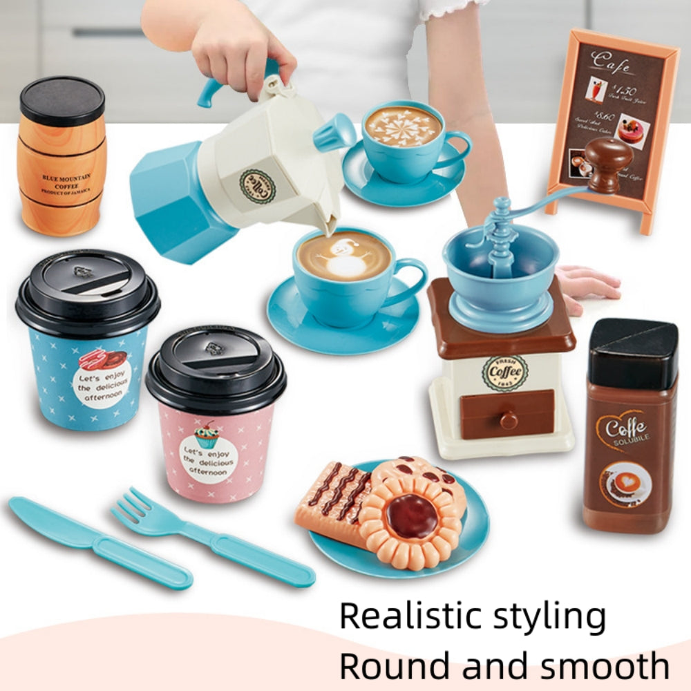 Tea Party Set for Little Girls, Tea Set with Cake Stand and Dessert Play Food for Kids, Including Coffee, Dessert, Cookies, Play Kitchen Accessories, 36 Pcs