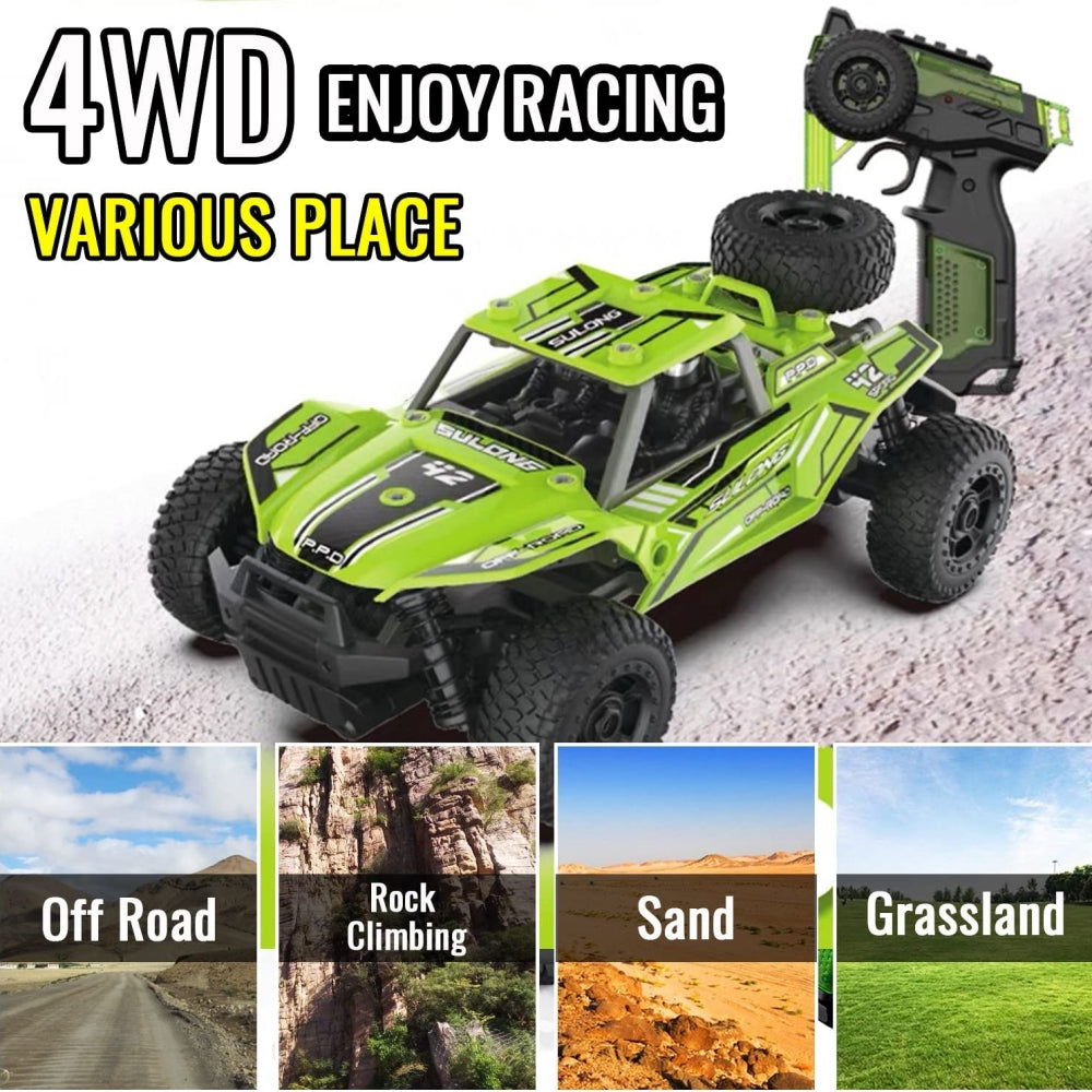 2.4GHZ RC Cars for Boys, High Speed 4WD Off-Road Car, DIY Building RC Car Kits, Model Car Kits, Educational Block Toy Gift for 6+ Boys & Girls , Green