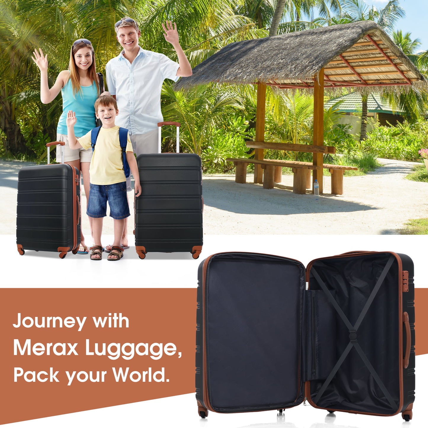 4 Piece Hardshell Luggage Sets with Spinner, TSA Lock, Lightweight Luggages, 16"+20"+24"+28"