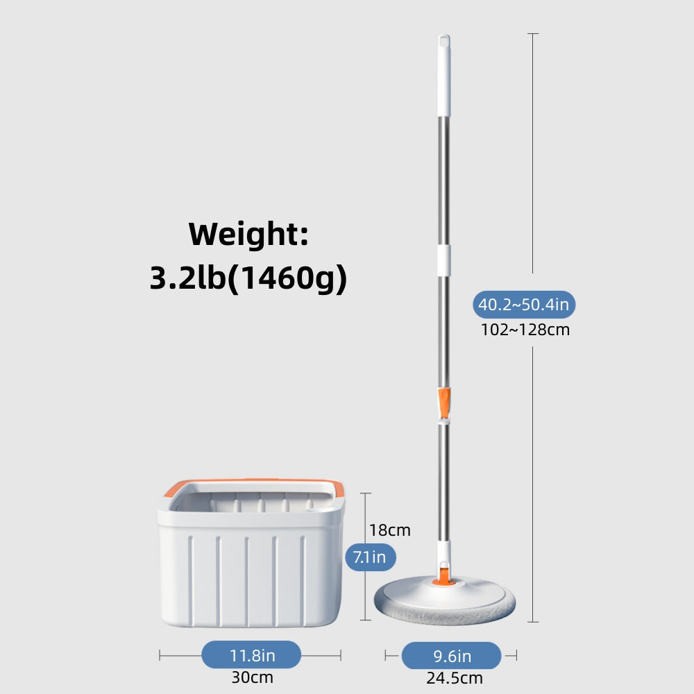 Mop and Bucket with Wringer Set, Hands-Free Flat Floor with 2 Washable Microfiber Pads, Wet and Dry Use, Floor Cleaning System