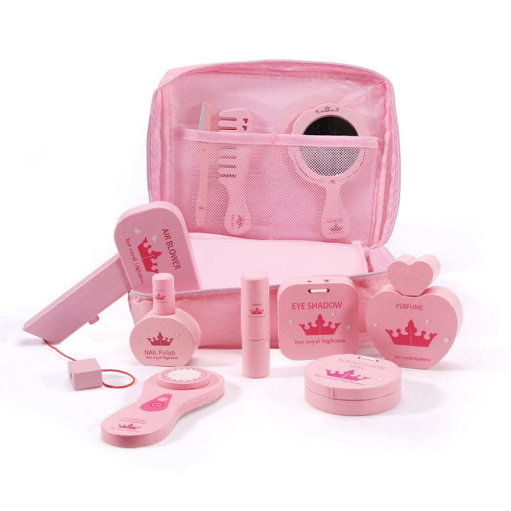 Beauty Vanity Play Set Toys, Makeup Vanity Set for Little Girls, Pretend Play Kids Princess Beauty Salon with Hairdryer and Mirror, Toddler Girl Toys Age 4 +, 10 Pcs