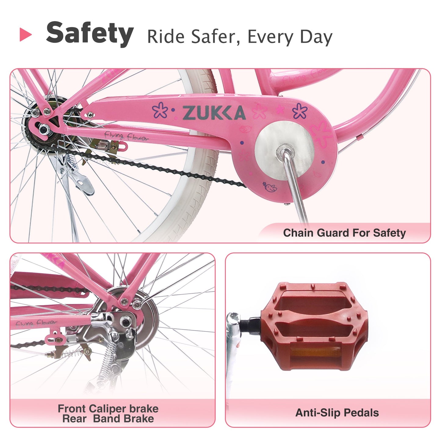 Tyethy Women Bike 24" Single Speed City Comfort Bicycle with Basket for 14+ , Pink