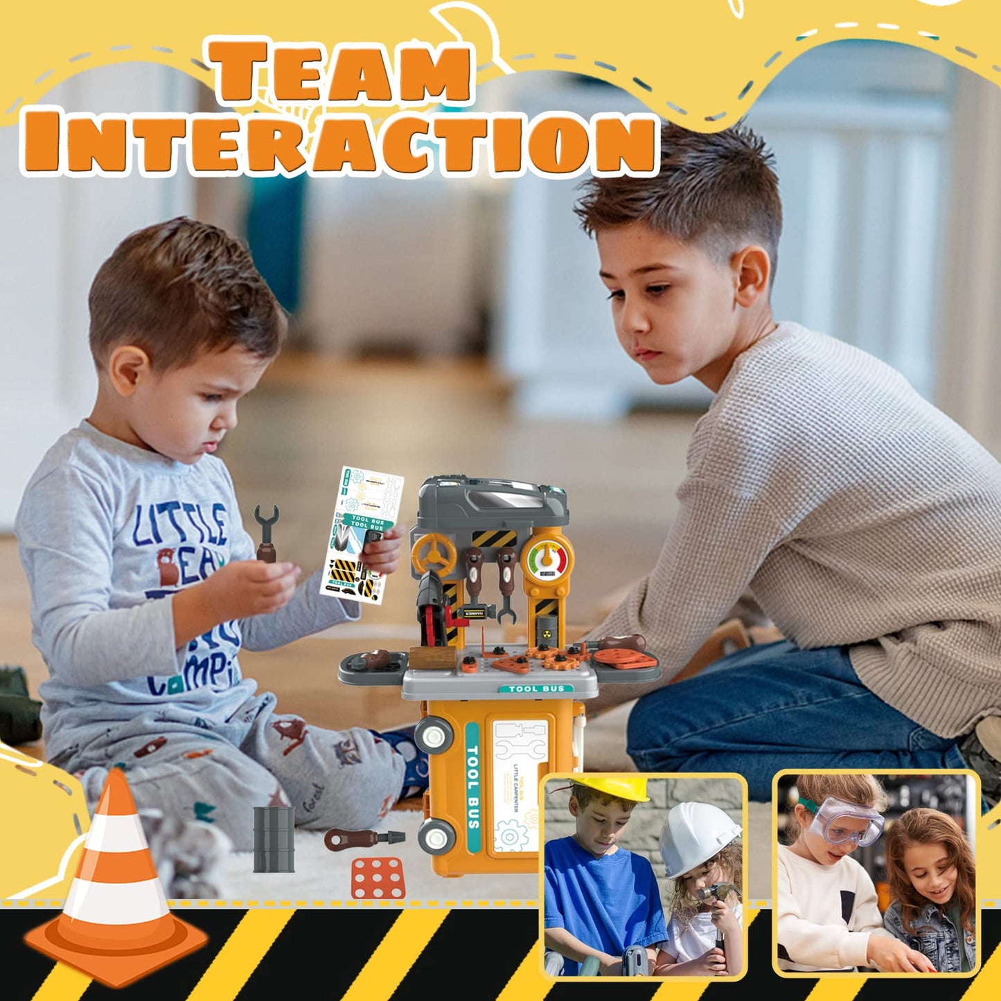 Kids Tool Set Pretend Play Tool Toy for Boys, Construction Workbench with Tool Box for Toddlers Kids Ages 3+, 39 Pcs