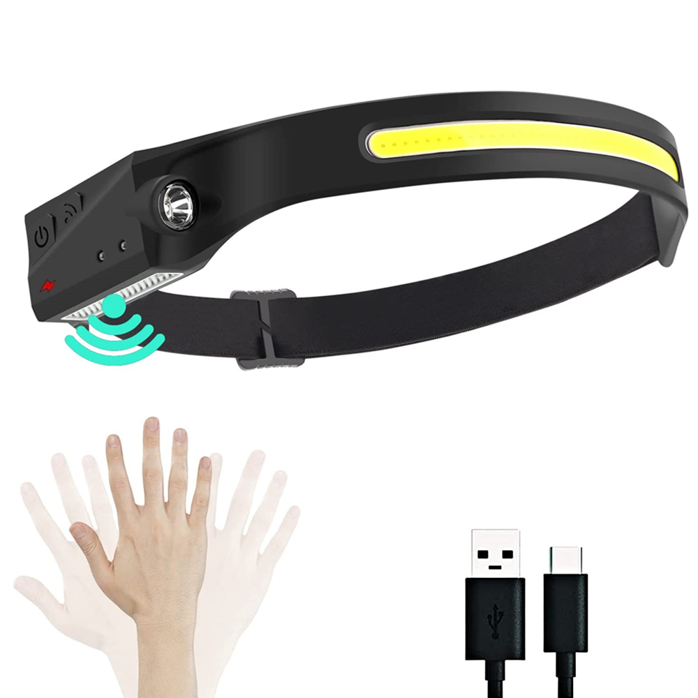 Rechargeable Headlight , 350 Lumens Lightweigh LED Headlamp ,COB 230°Wide Waterproof Head Flashlights, Head Lamp for Camping Outdoor Cycling Running