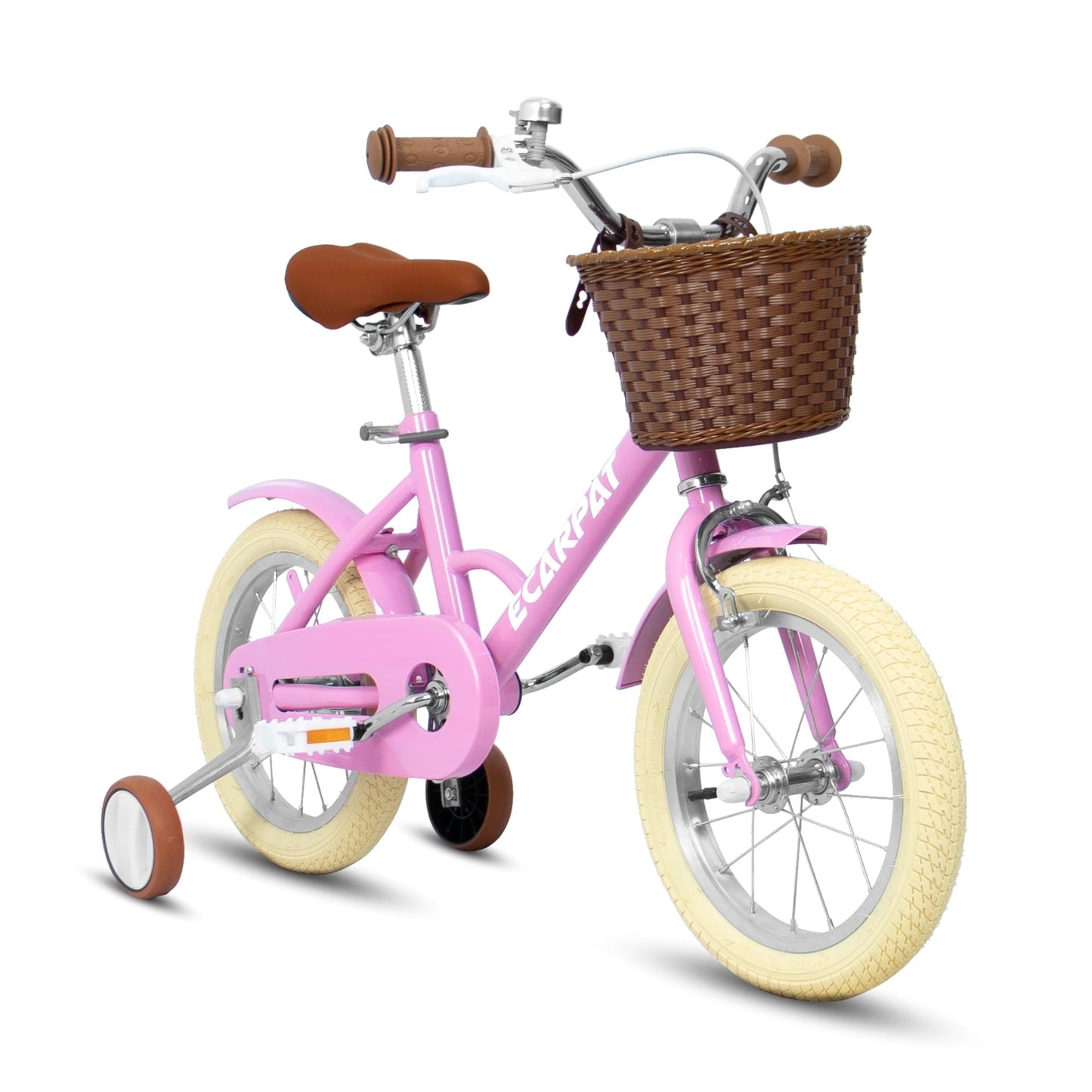 Kids Bike for Ages 4-8 Years, 16" Retro Girls Bike 1-Speed Bicycle with Training Wheel and Basket , Purple