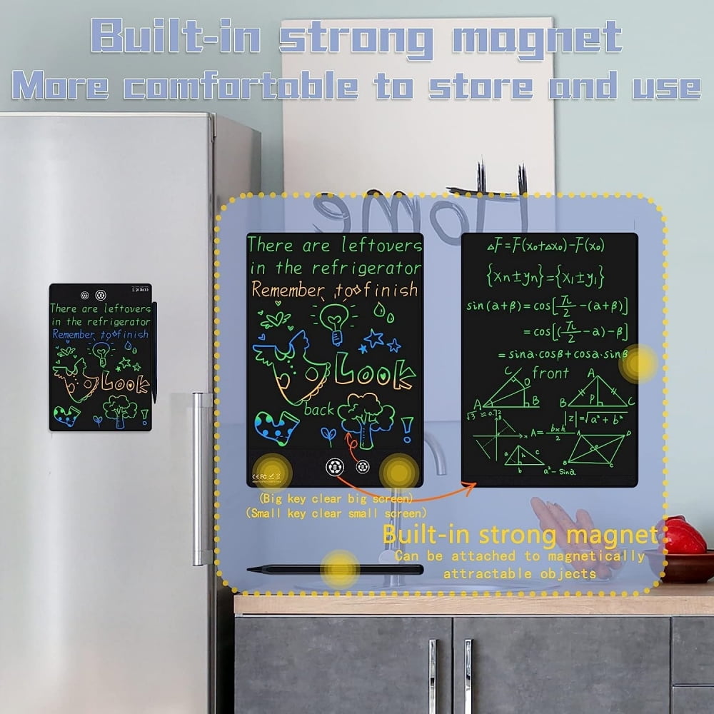 9.5+8.5inch Double-Sided LCD Writing Tablet Full Screen Drawing Tablet Doodle Board, Colorful Handwriting Pad for Kids Adults Office Home Learning Toy Gifts