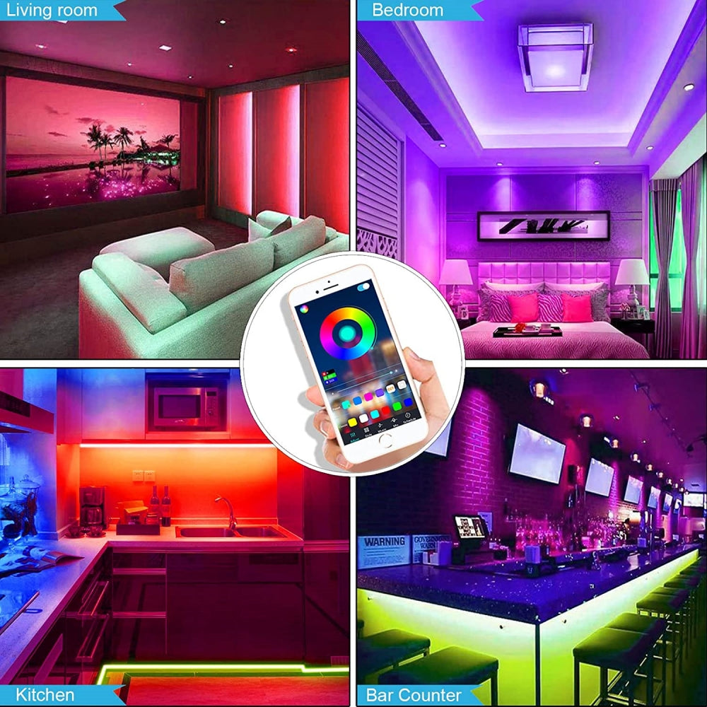 32.8ft LED Strip Lights, IP65 Waterproof Music Sync RGB Strip Lights with App & Remote Control for Bedroom, Kitchen, Party, 100 LEDs